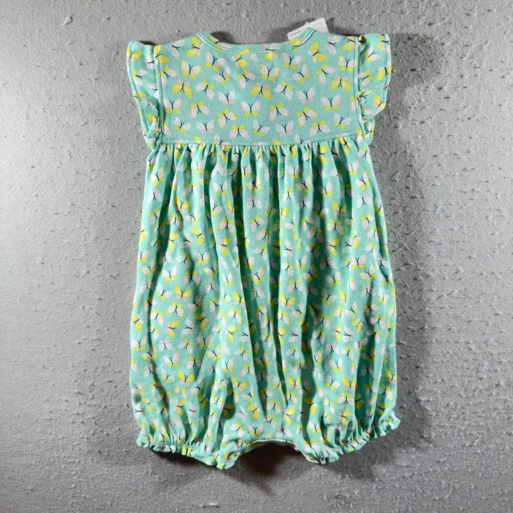 935 | NWT Carter's Butterfly Print Flutter Sleeve Bubble Romper Mint 12M